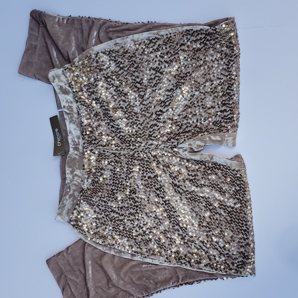 Chicos Sequined Front velvet back pants 0 NWT